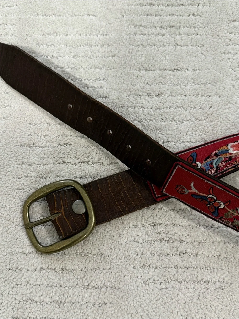 Vintage Lucky Floral Embroidered Women's Belt
